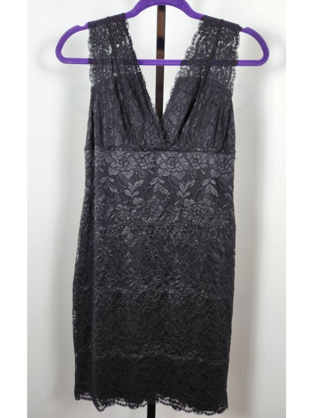 Guess Los Angeles Womens Floral Lace V-neck Cocktail Dress-Black-SZ L